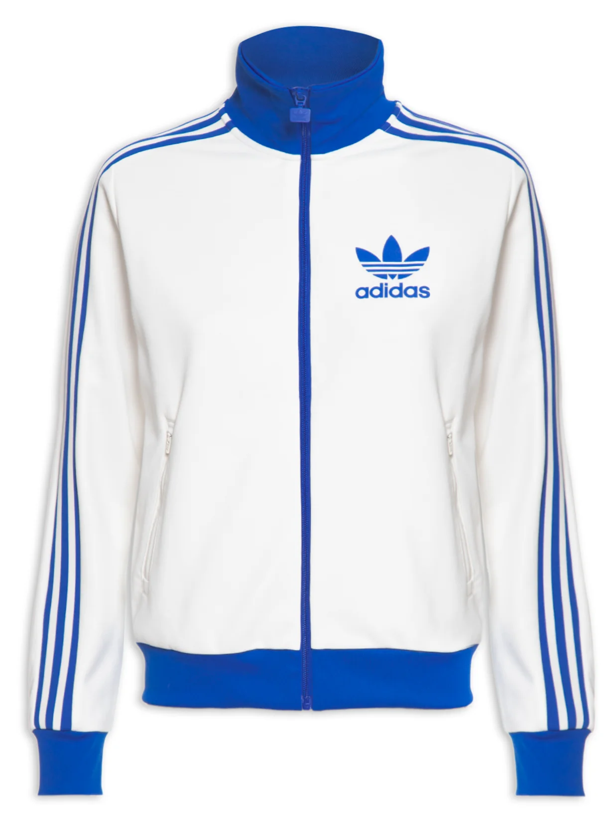 Jaqueta Adidas Originals em preto com detalhes em branco, modelo Slim Fit